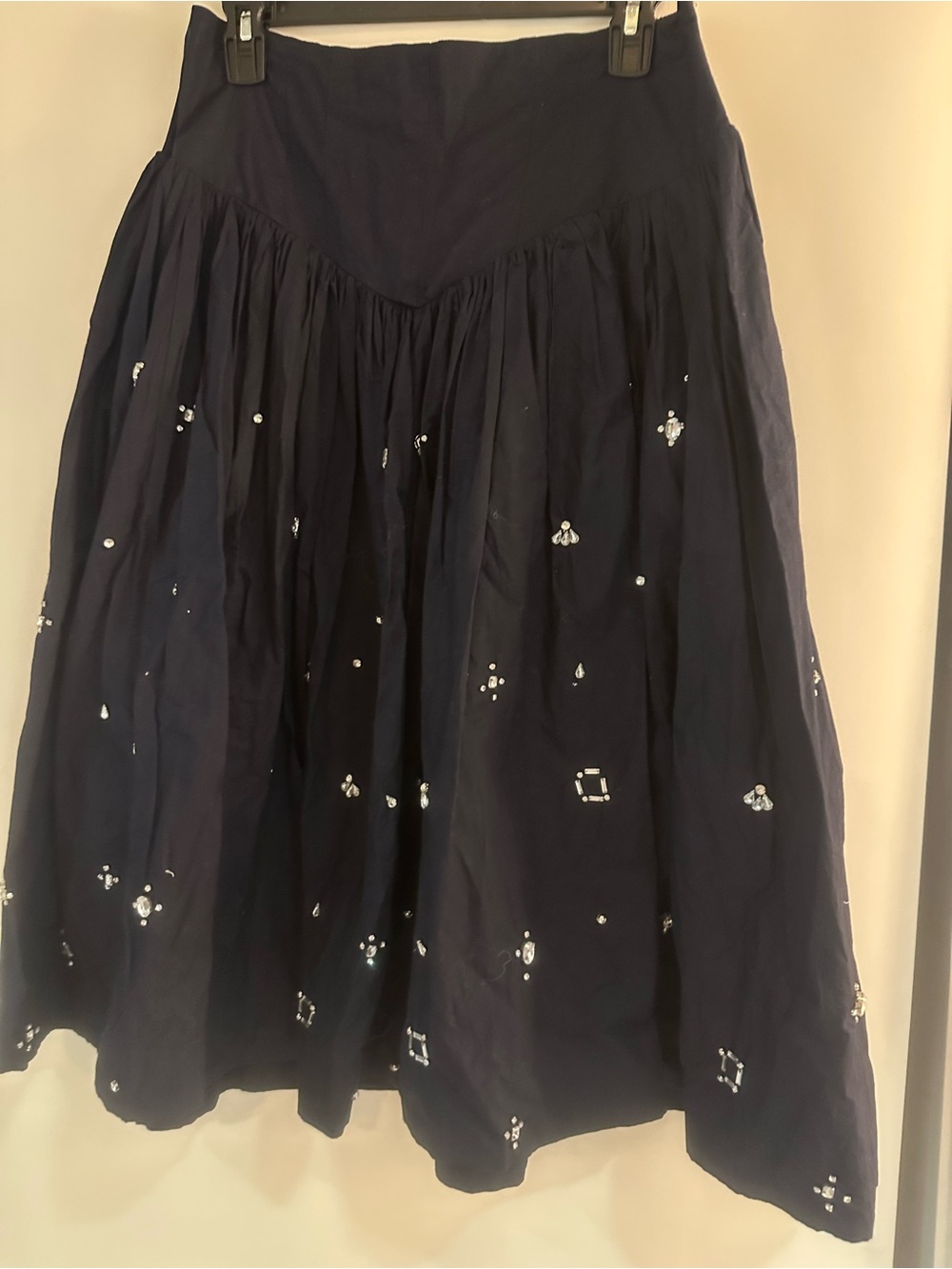 Maeve Navy Embellished Full Skirt